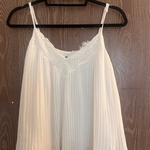 Express Ivory Lace-Trim Pleated Cami